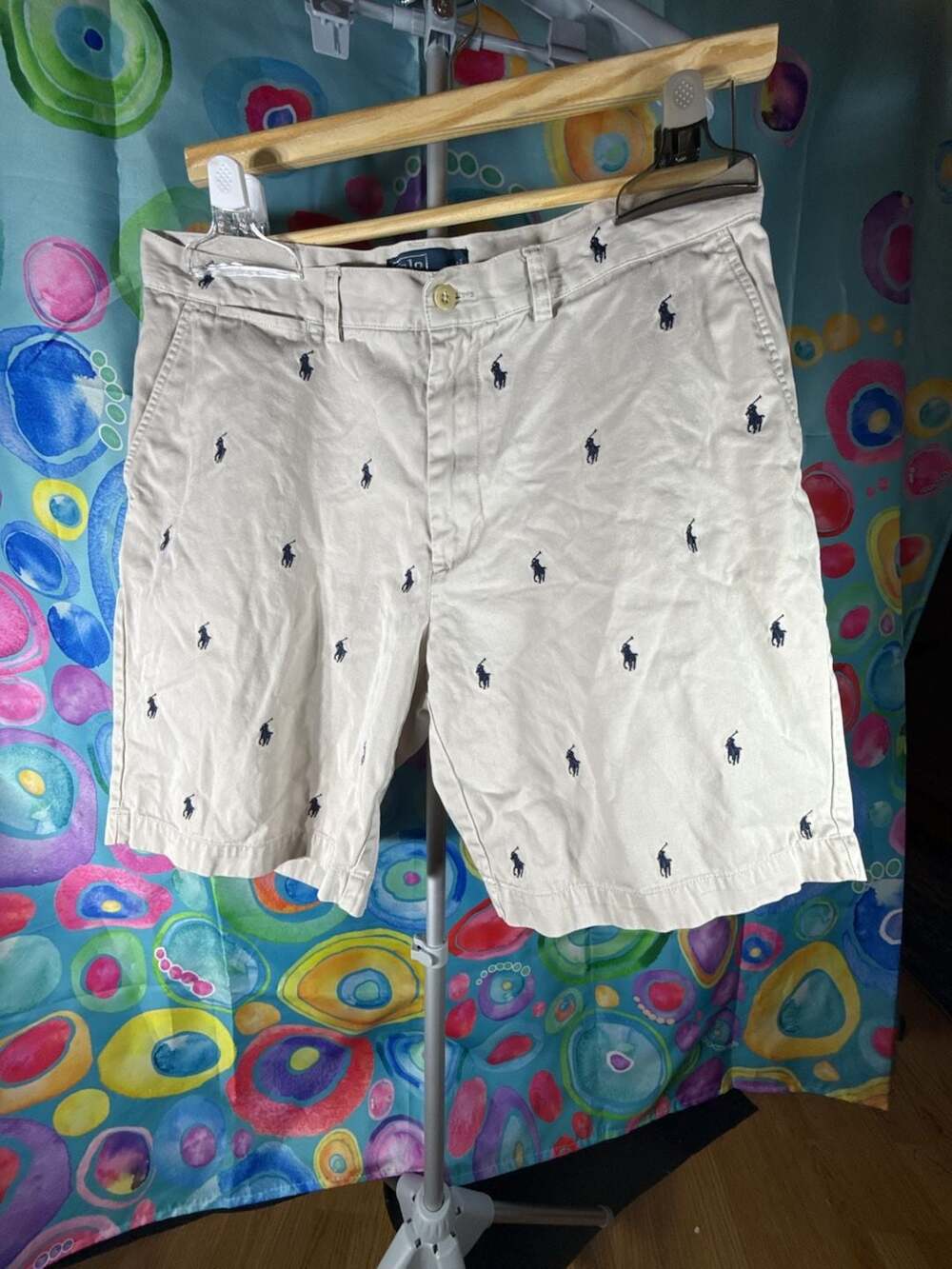 Polo Ralph Lauren All-Over Embroidered Pony Logo Chino Shorts size 36
